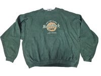 Hard Rock Cafe Las Vegas Sweatshirt Vintage 90s Green XL Embroidered Made USA