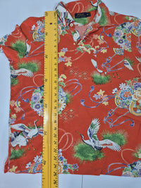 Polo Ralph Lauren Pique Polo Shirt Crane Floral Print Orange Size M
