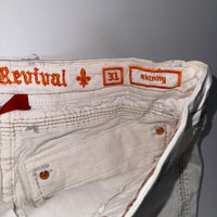 Rock Revival Aymeline Embroidered Skinny Jeans White Distressed 31