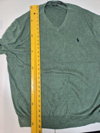 Polo Ralph Lauren V-Neck Jumper Pima Cotton Sage Green Size XXL