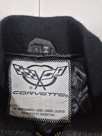 Corvette Embroidered Bomber Jacket Black Nylon Racing Logo Size L