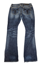 Rock Revival Alanis Boot Jeans Womens W30 L30 Bootcut Sequin Blue Denim Y2K