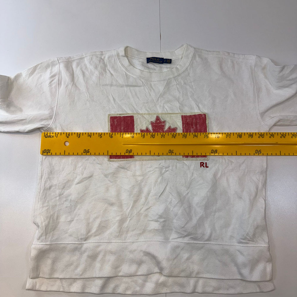 Polo Ralph Lauren Canada Flag Sweatshirt White Fleece Crewneck Size S Vintage Style