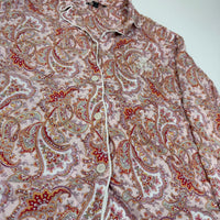 Lauren Ralph Lauren Paisley Pyjama Shirt Pink Cotton Sleepwear Size L