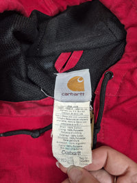 Carhartt J131 Active Jacket Red Duck Canvas Hooded Lined Mens 2XL Vintage 2000s