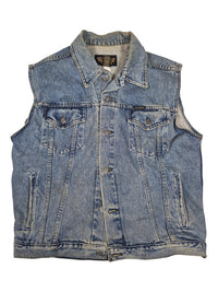 Harley-Davidson Vintage 90s Denim Vest Bar Shield Back Patch Biker Mens M