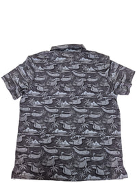 PGA Tour Golf Polo Shirt All Over Novelty Print Grey Size XL Mens