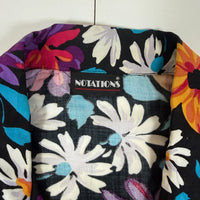 Notations Vintage 90s Floral Short Sleeve Blouse Black Multicolour Womens UK 16(L/XL)