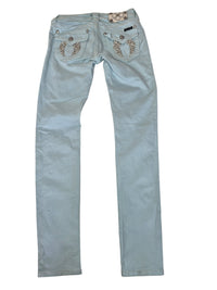 Miss Me Mint Skinny Jeans Crystal Wing Pocket Embellished Size 10 UK