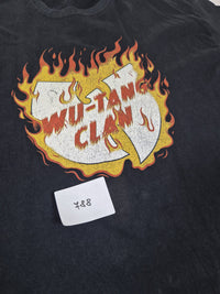 Wu-Tang Clan Graphic T-Shirt Faded Black Flame Logo Print Size 3XL