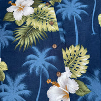 Pacific Legend Navy Hibiscus Hawaiian Shirt Made in Hawaii Cotton Size M