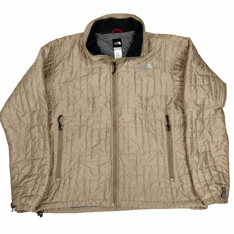 The North Face Quilted Insulated Jacket Khaki Fleece Collar Size L