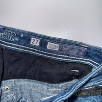 Miss Me Embellished Straight Leg Jeans Dark Blue Sequin Pockets 27
