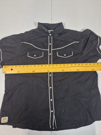 Harley-Davidson Womens Western Snap Shirt Black Piped Embroidered Back Size 1W( UK 18-20)