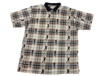 Natural Issue Polo Shirt Tartan Check Golfer Print Novelty Cotton Size XL