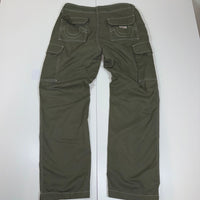 True Religion Cargo Trousers Olive Green Contrast Stitch Cargo Pockets Size 34