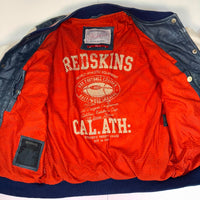 Redskins Genuine Leather Varsity Jacket Navy Cream Contrast Size M