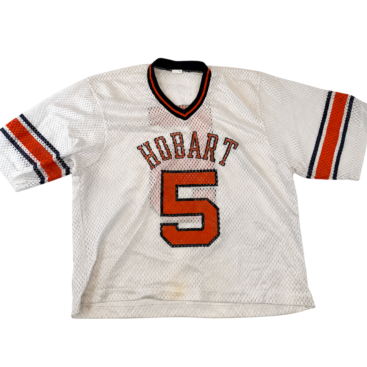 Vintage Champion Hobart #5 Mesh Football Jersey XL White Orange USA Made