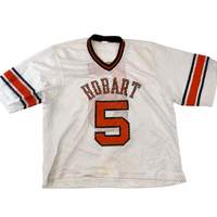 Vintage Champion Hobart #5 Mesh Football Jersey XL White Orange USA Made