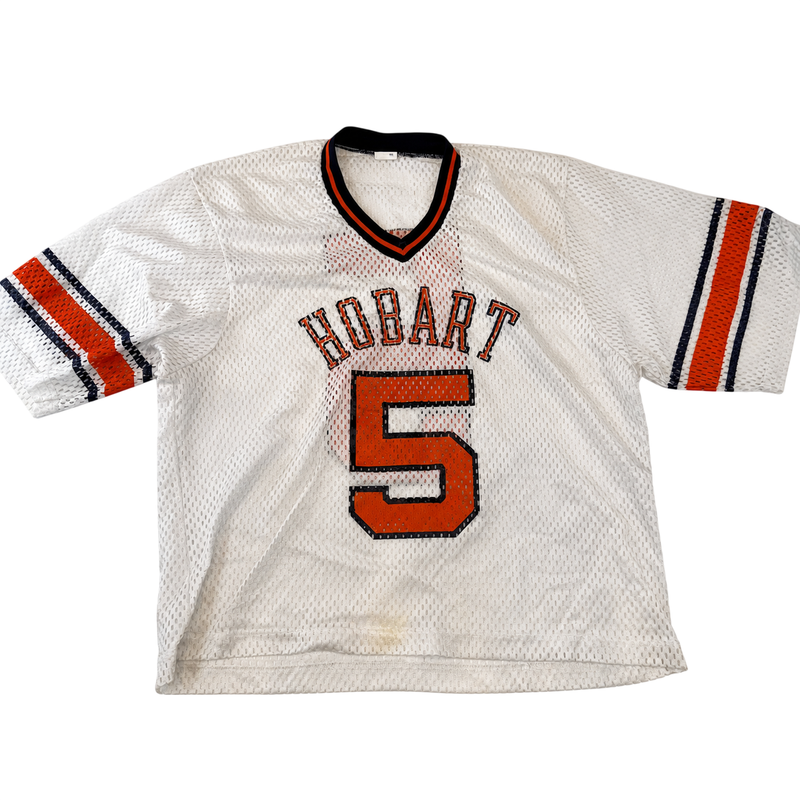 Vintage Champion Hobart #5 Mesh Football Jersey XL White Orange USA Made