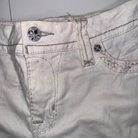 Rock Revival Aymeline Embroidered Skinny Jeans White Distressed 31