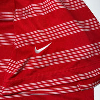 Nike Golf Polo Shirt Mens XL Red White Striped Dri-Fit Performance Short Sleeve