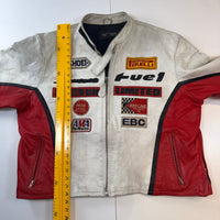 Vintage Speed Unlimited Leather Pirelli Shoei NGK AMA Motorcycle Biker Jacket