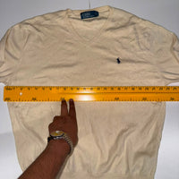 Polo Ralph Lauren Cream V-Neck Jumper Size L