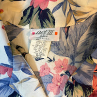 Act III Plus Floral Blouse Cream Blue Pink Tropical Print Size 44