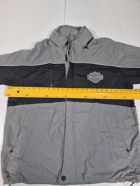 Harley-Davidson Riding Gear Nylon Jacket Grey Black Bar Shield Reflective Mens L