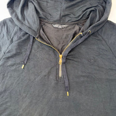 Lauren Ralph Lauren LRL Black Half Zip Hoodie XL Women's Gold Zip Lightweight Pullover
