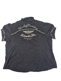 Harley-Davidson Womens Western Snap Shirt Black Piped Embroidered Back Size 1W( UK 18-20)
