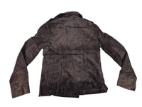 Juicy Couture Corduroy Pea Coat Jacket Brown Double Breasted Womens M Y2K