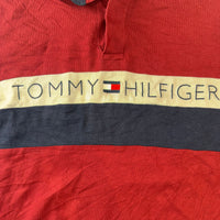 Tommy Hilfiger Long Sleeve Rugby Polo Shirt – Burgundy/Navy/White – Size S