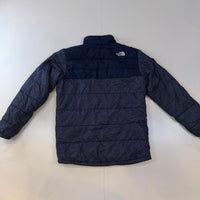 The North Face Reversible Sherpa Fleece Puffer Jacket Boys LG 14/16 Navy Brown Winter Coat