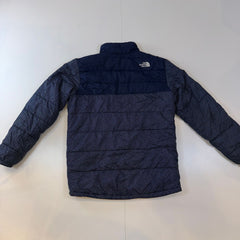 The North Face Reversible Sherpa Fleece Puffer Jacket Boys LG 14/16 Navy Brown Winter Coat