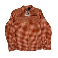 Harley Davidson Womens Gingham Snap Shirt Orange White BNWT Size L