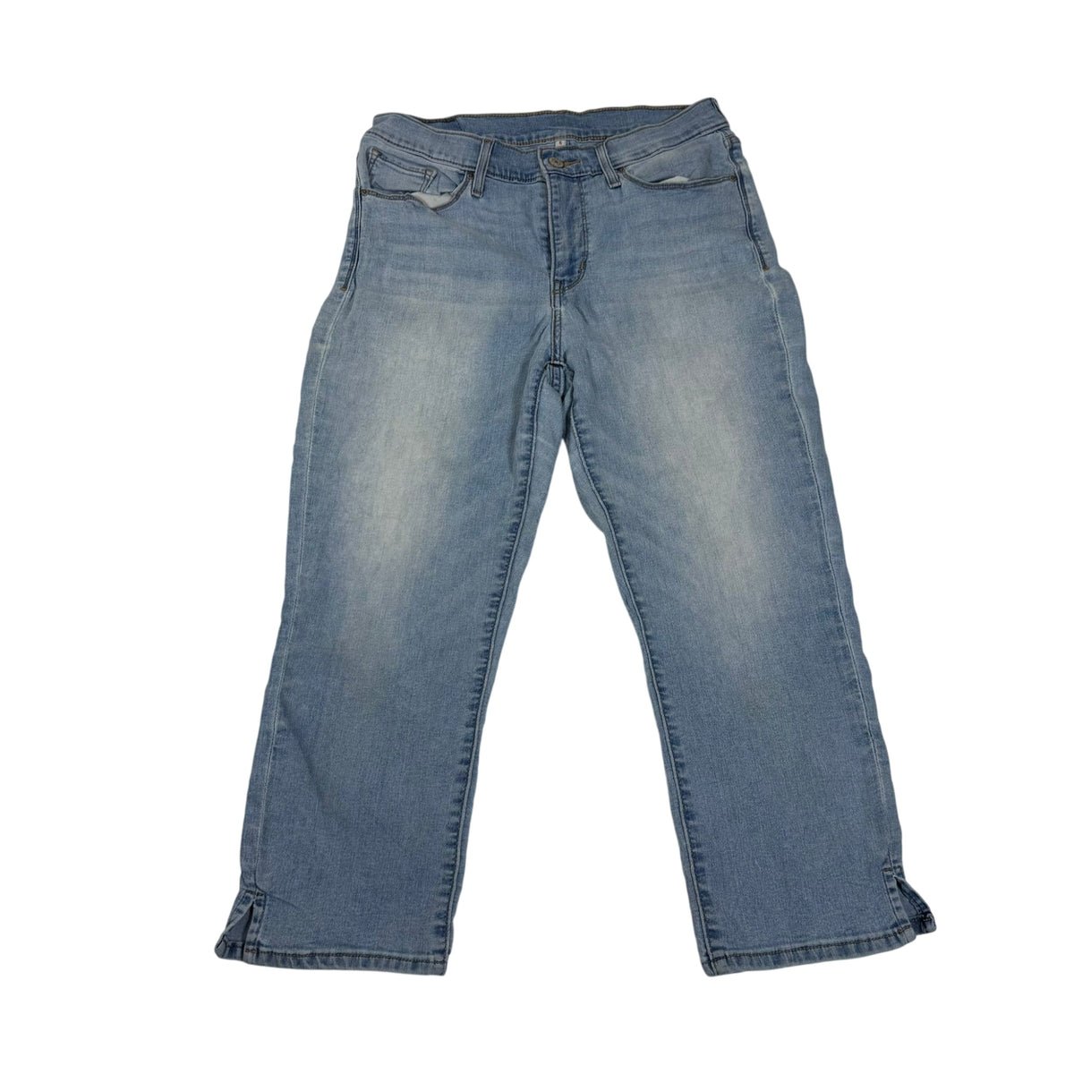 Levi's Cropped Straight Leg Jeans Light Wash Denim Side Vent Ankle Size US 8(UK 10/12)