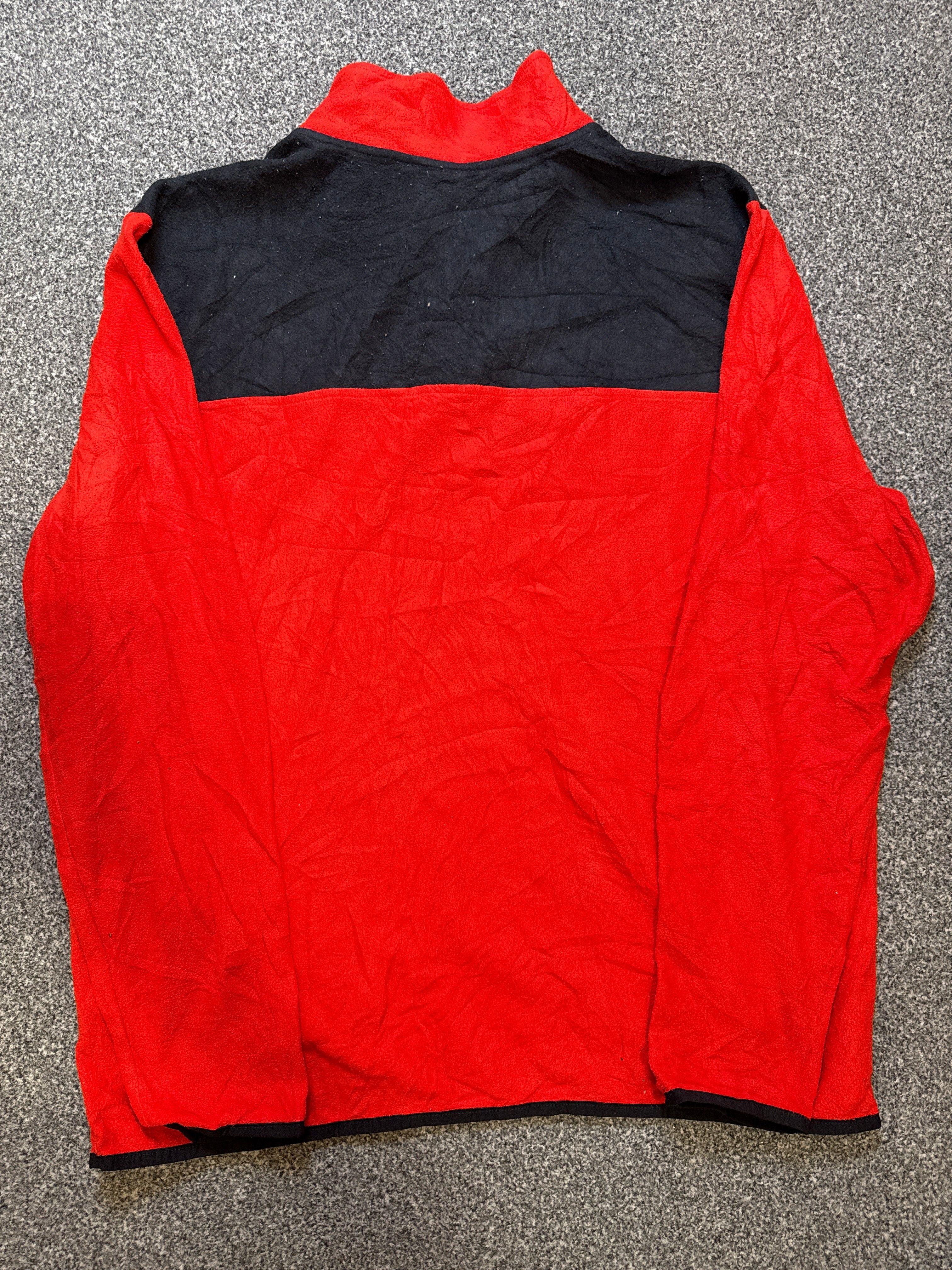 The North Face Men’s Red and Orange 1/4 Button-Up Fleece Pullover – P554