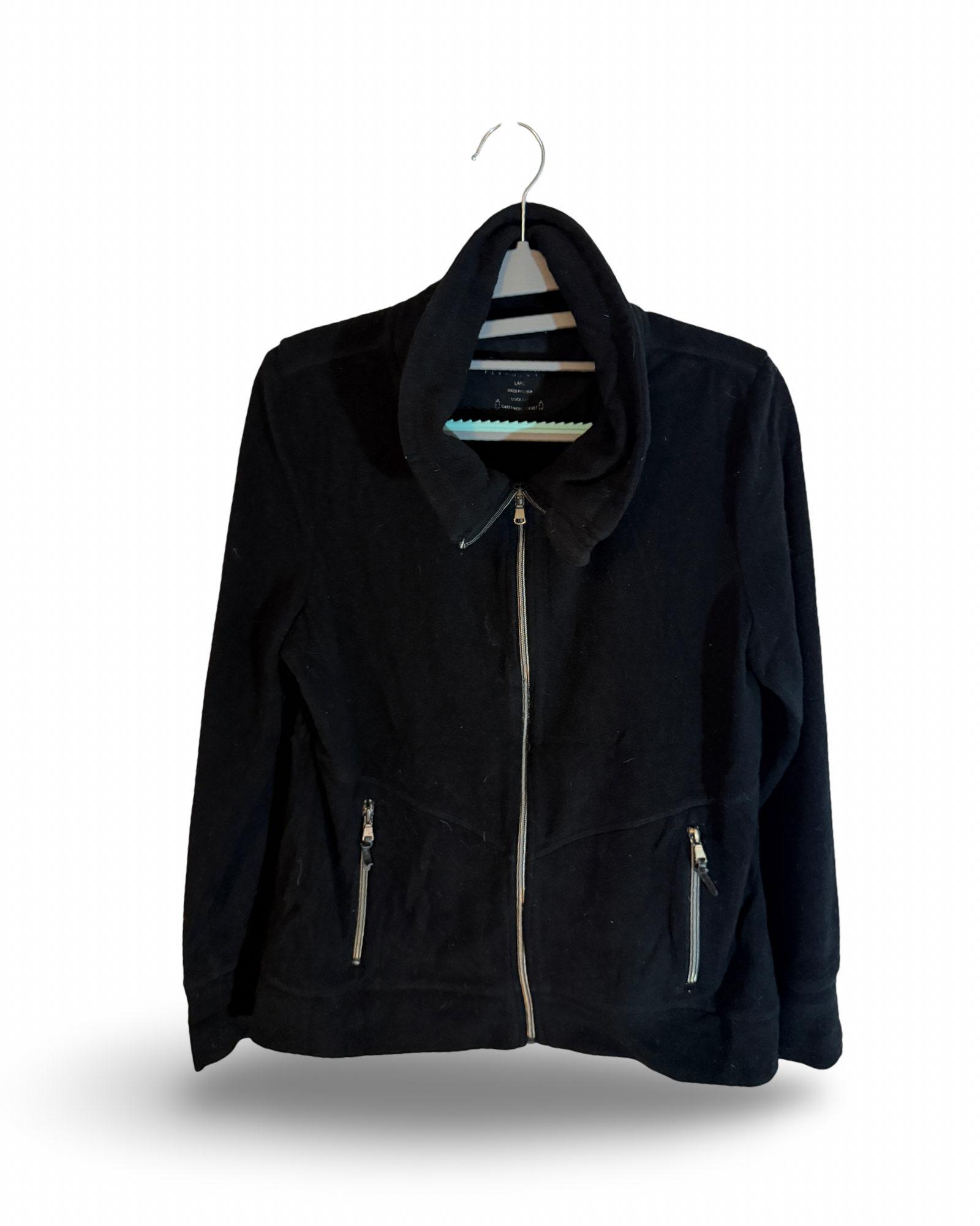 Rare Calvin Klein Full Zip Quick Dry Fleece, Smart Phone Pocket - Black