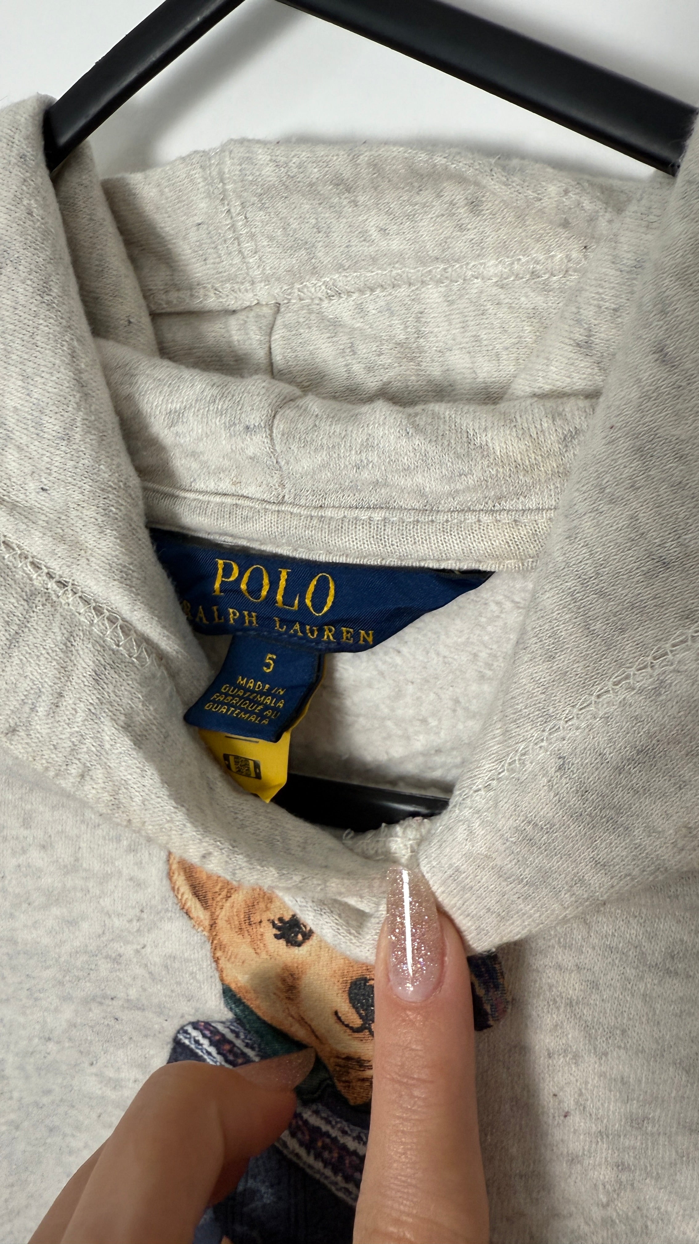 Vintage Ralph Lauren Polo Bear Grey Hoodie