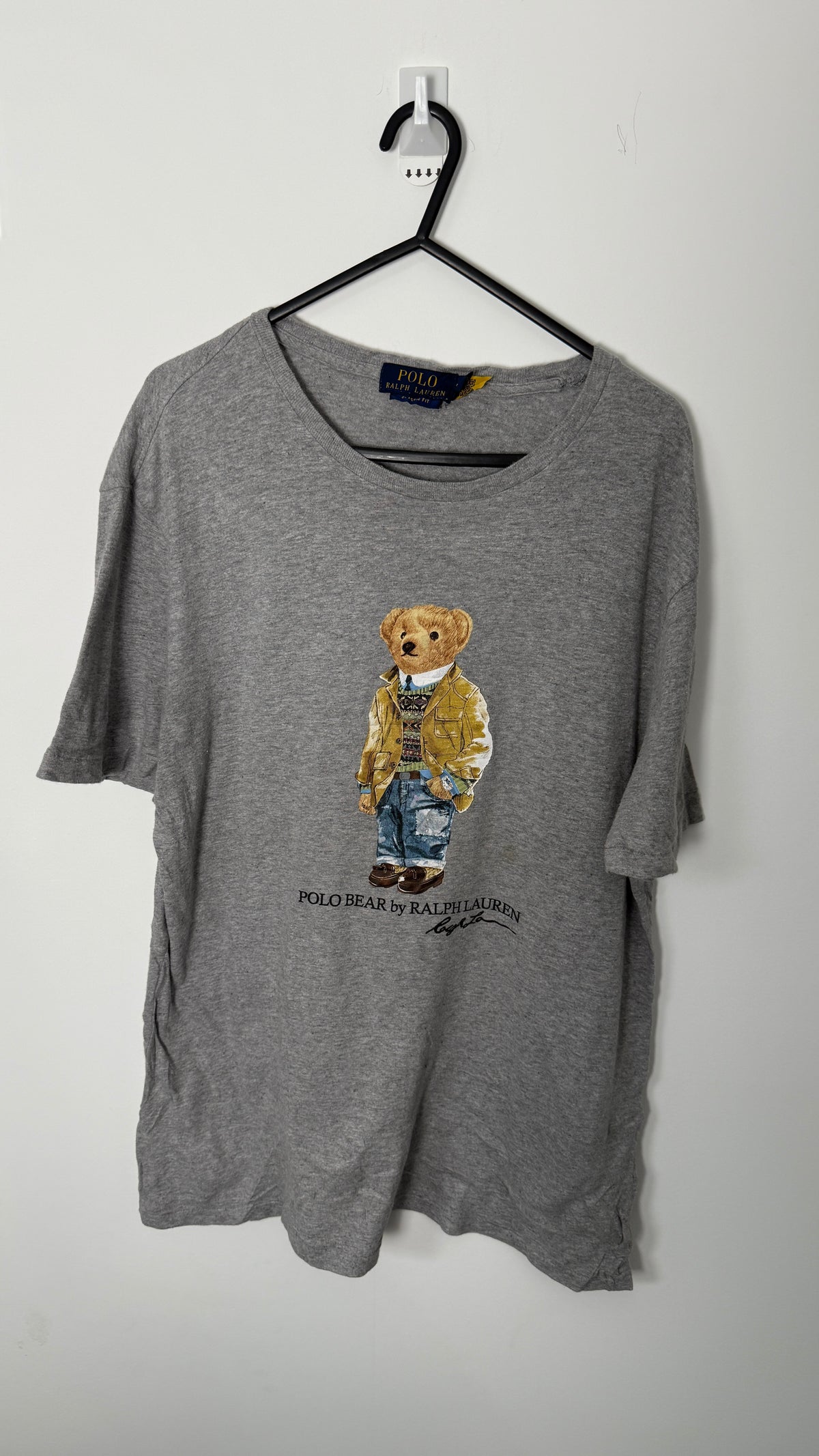 Vintage Ralph Lauren Grey Polo Bear Fair Isle Creck Neck T-Shirt