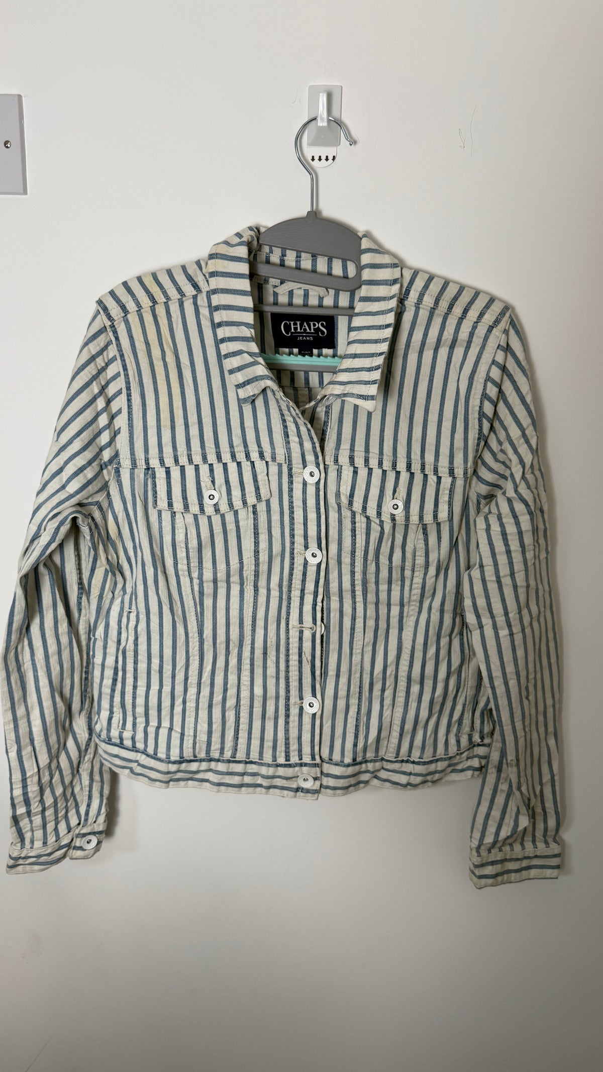 Womens Chaps Stripe Denim Jacket