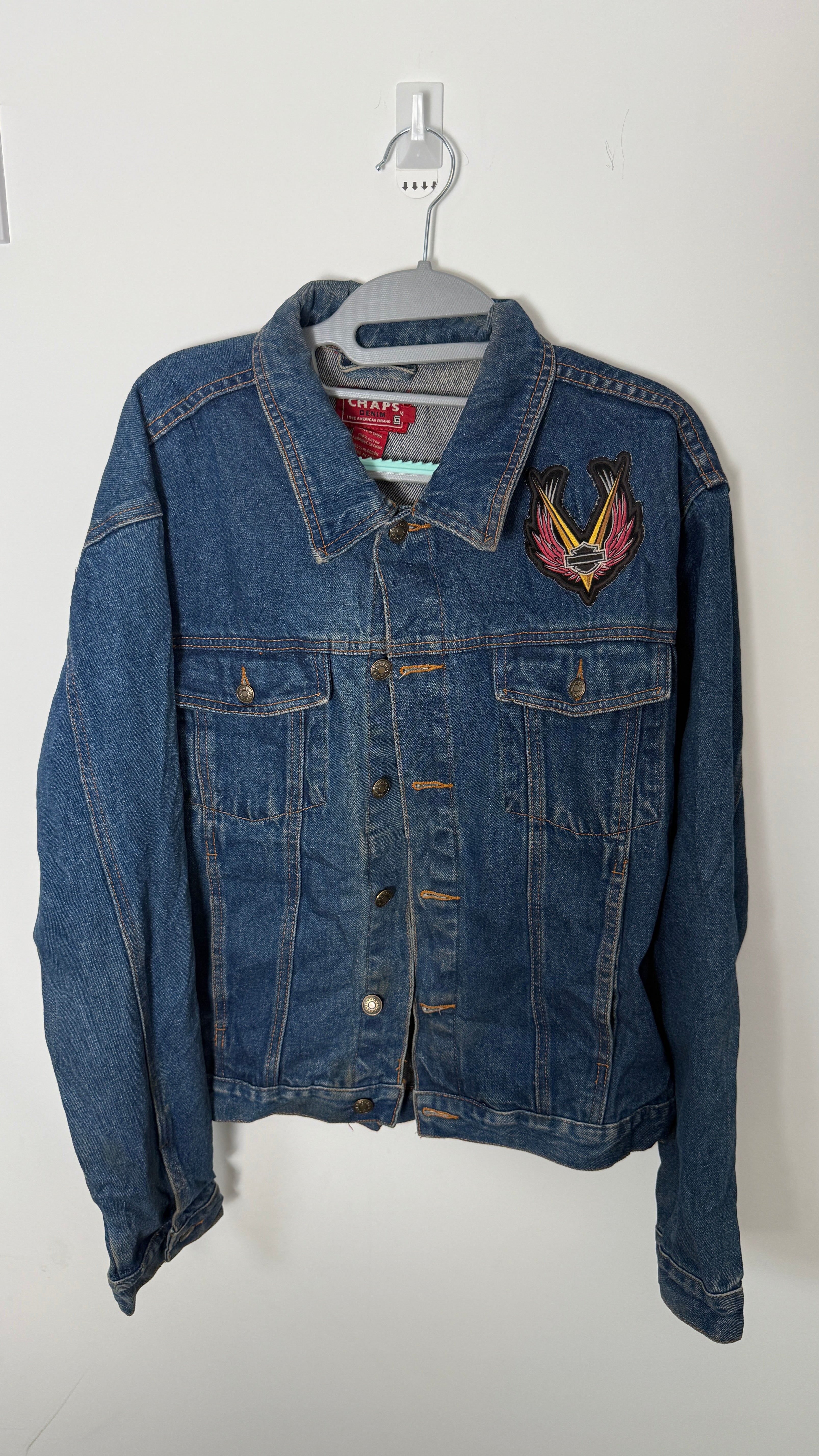 Chaps Denim Jacket Harley Davidson y2k Embrodery