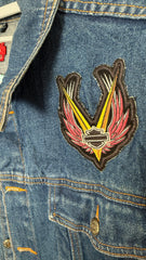 Chaps Denim Jacket Harley Davidson y2k Embrodery