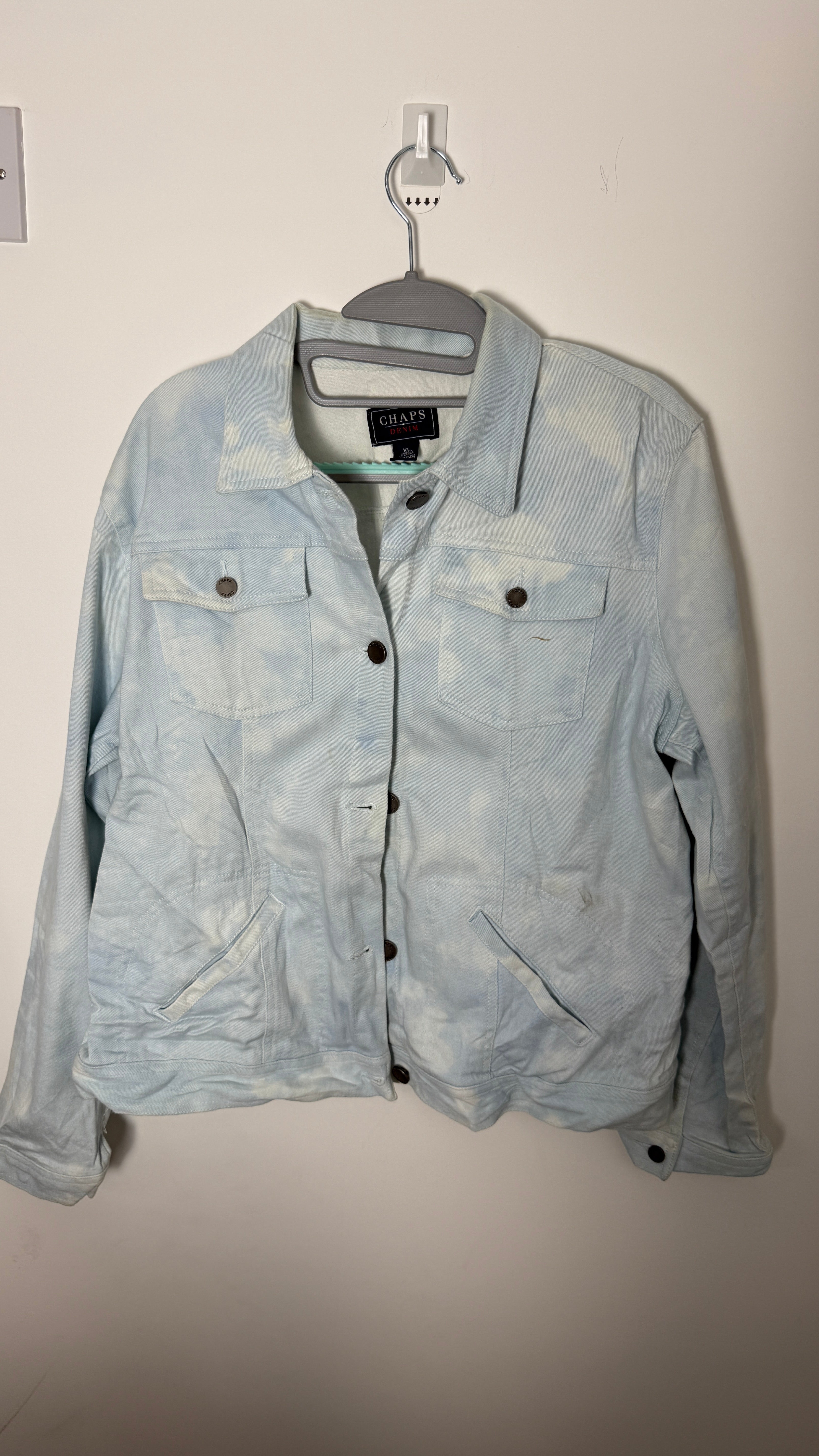 Chaps Demin Jeans Jacket - Blue White Tie Dye