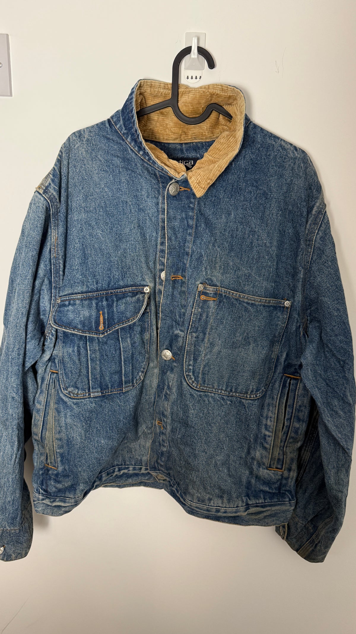 Nautica Denim Barn Jacket Corduroy Collar and Cuffs- White UK