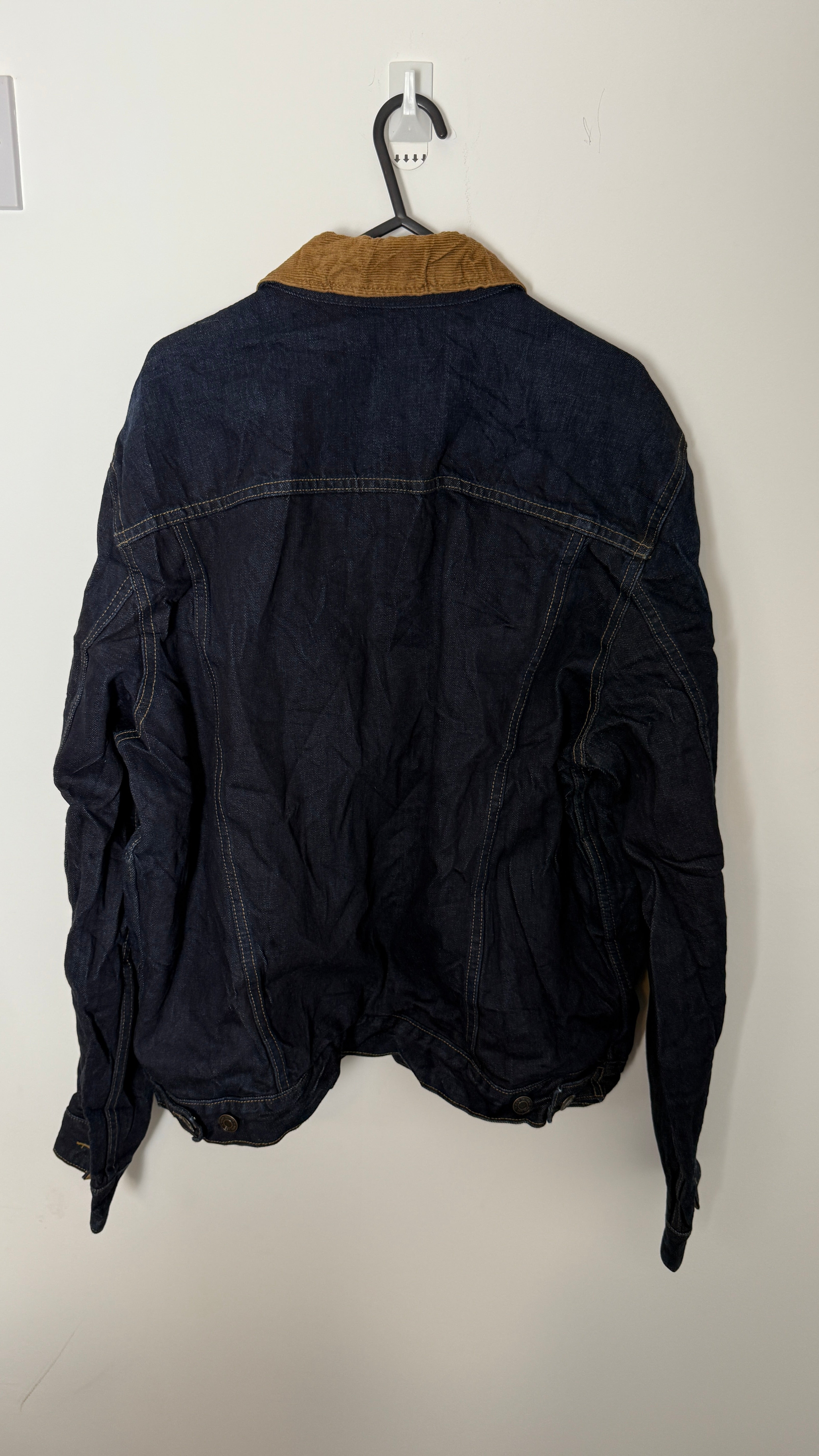 Gap 1969 Navy blue Denim Cotton Trucker Jacket Corduroy Colar and Cuffs