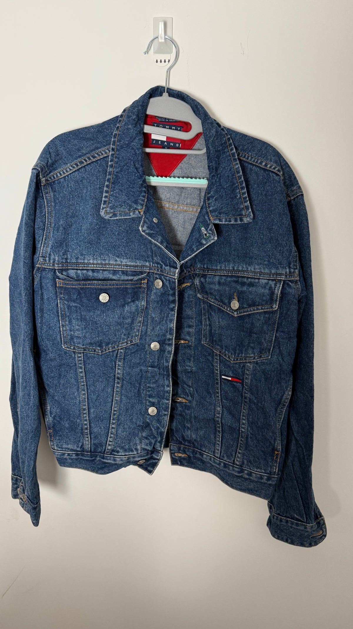 Vintage Tommy Hilfiger Blue Denim Red Constrast Trucker Jacket