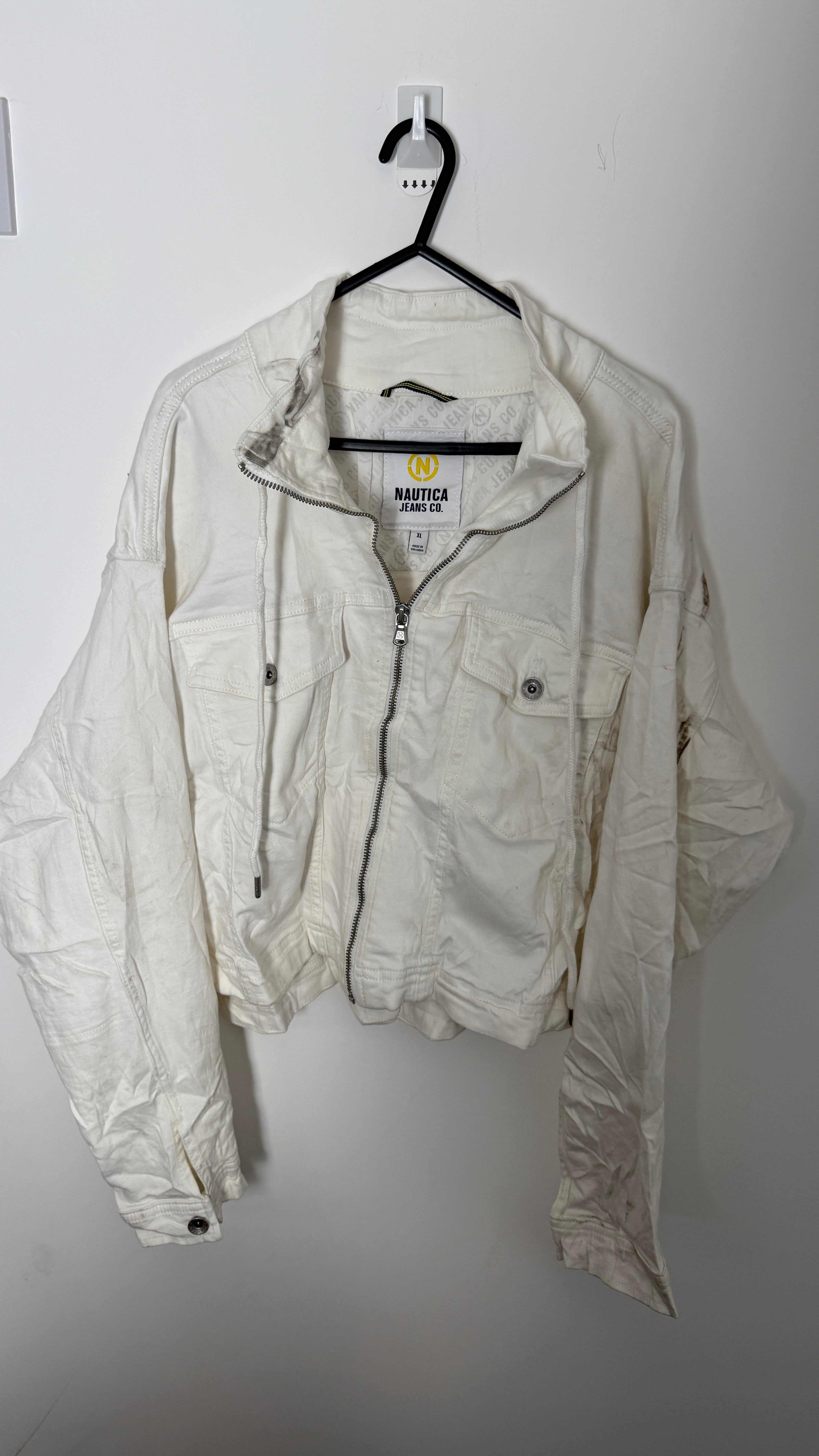 Vintage Nautica Jeans Company White Cropped Denim Jacket